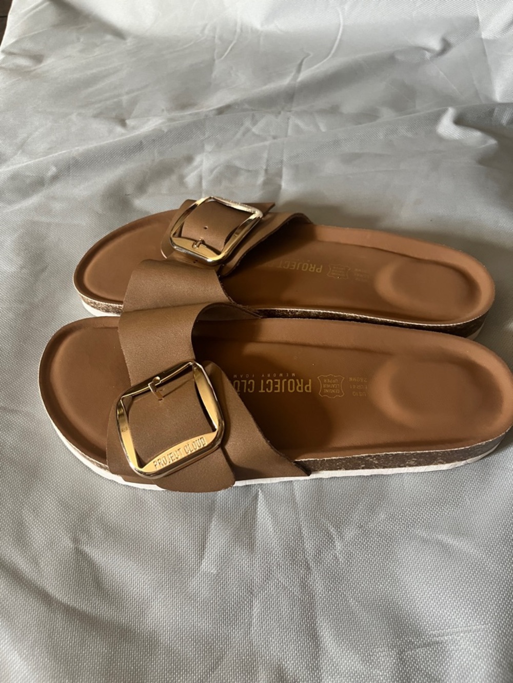 Project Club Brown Buckle Slide Sandals